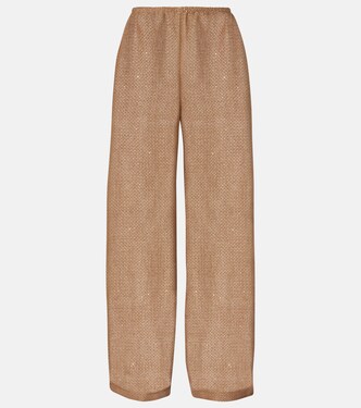 Hose Stella aus einem Leinengemisch mit Pailletten | Leset