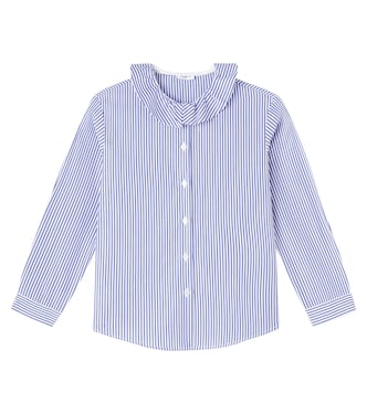 Ruffled striped cotton poplin shirt | Il Gufo