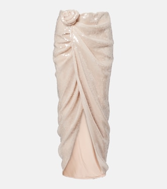 Rositana floral-appliqué sequined wrap skirt | Rotate