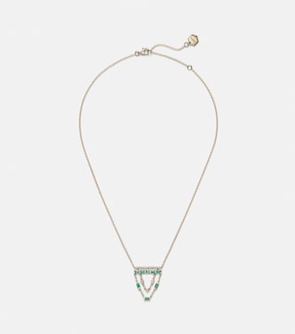 18kt gold necklace with emeralds and diamonds  | Shay Jewelry