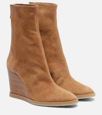 Saint Honoré 85 suede wedge ankle boots | Aquazzura