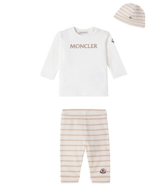 Baby cotton top, pants, and beanie set | Moncler Enfant