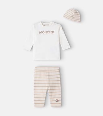 Baby cotton top, pants, and beanie set | Moncler Enfant