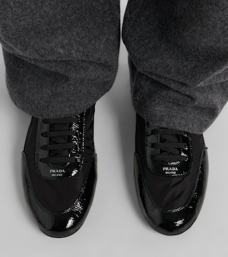 Collapse Re-Nylon and leather sneakers in black - Prada | Mytheresa