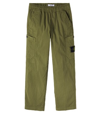 Compass cotton-blend cargo pants | Stone Island Junior
