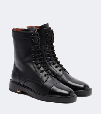 VLogo lace-up leather combat boots | Valentino Garavani