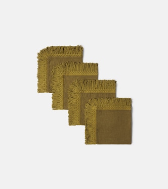 Set of 4 fringed linen napkins | Once Milano