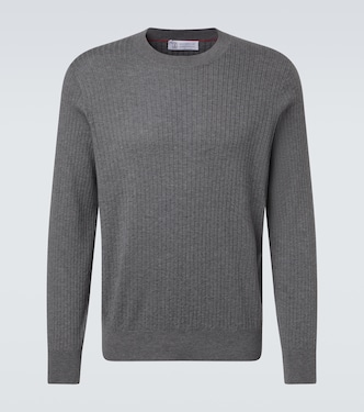 Pullover aus Baumwoll-Rippstrick | Brunello Cucinelli