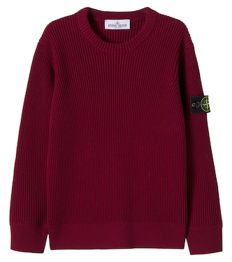 Compass ribbed-knit virgin wool sweater | Stone Island Junior