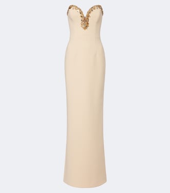 Alexandrite embellished crêpe bustier gown | Rebecca Vallance