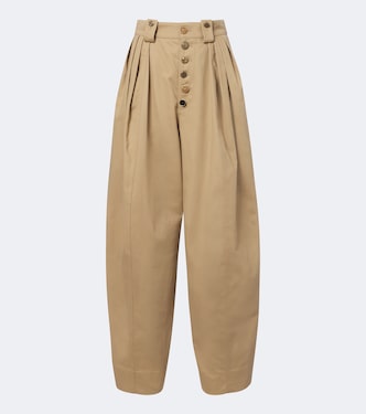 Embellished pleated cotton barrel-leg pants | Chloé