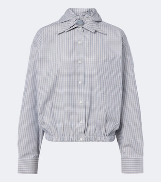 Bow-detail checked cotton blouse | Prada