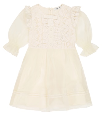 Guipure lace-trimmed organza dress | Self-Portrait Kids