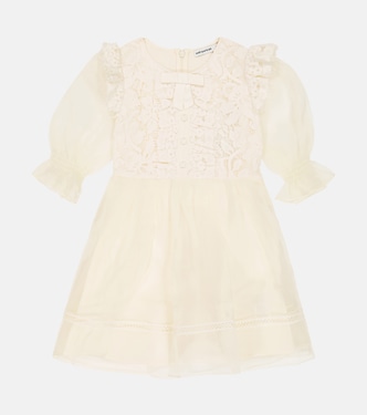 Guipure lace-trimmed organza dress | Self-Portrait Kids