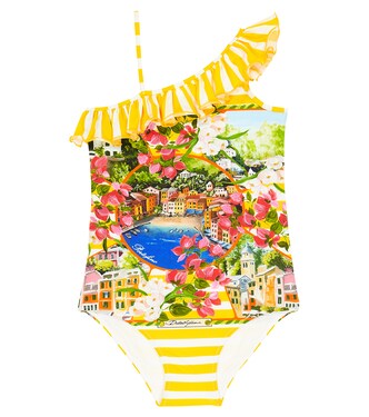 Portofino printed swimsuit | Dolce&Gabbana Kids