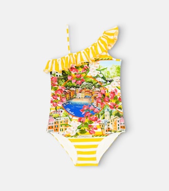 Portofino printed swimsuit | Dolce&Gabbana Kids