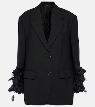 Feather-trimmed wool blazer | Prada