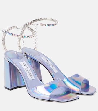 Saeda 85 embellished metallic leather sandals | Jimmy Choo