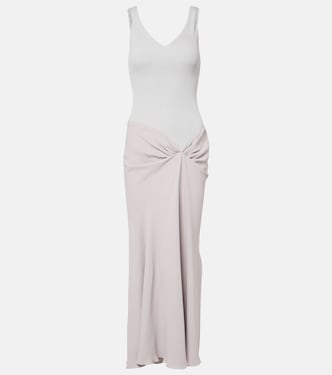 Knit-detail crêpe maxi dress | Victoria Beckham