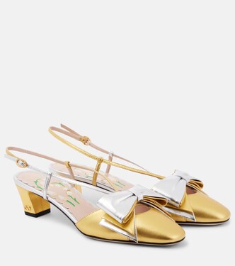 Bowow 45 metallic leather slingback pumps | Valentino Garavani