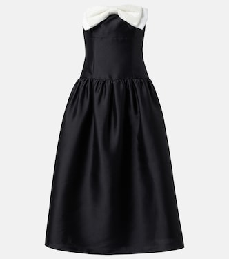 Bow-detail taffeta midi dress | Self-Portrait