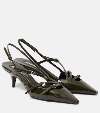 Slingback-Pumps aus Lackleder | Miu Miu