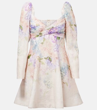 Vestido corto Dawning de lino floral | Zimmermann