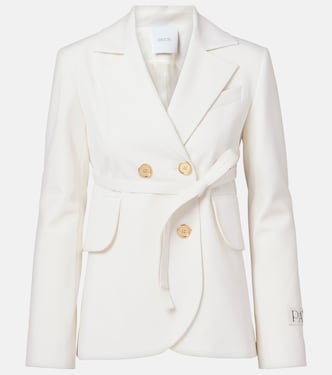 Double-breasted belted wool-blend blazer | Patou