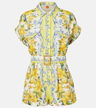 Printed linen romper | Farm Rio