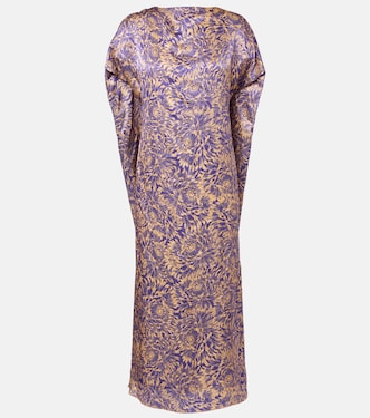 Floral silk satin midi dress | Dries Van Noten