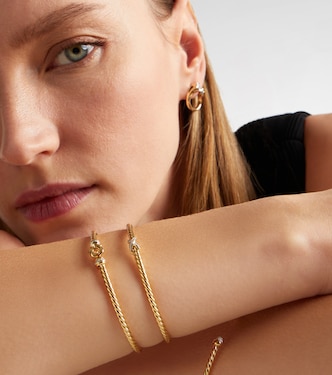 Cablespira® Flex X Micro 18kt gold cuff bracelet with diamonds in