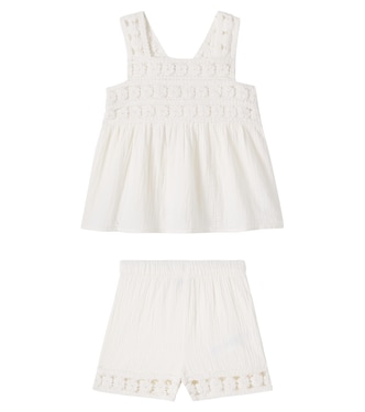 Nouki crochet cotton top and shorts | Bonton