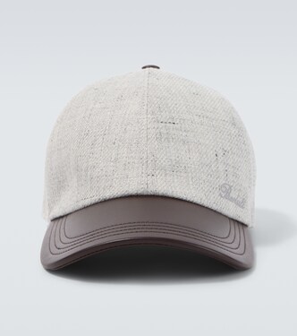 Leather-trimmed linen, wool, and silk baseball cap | Berluti