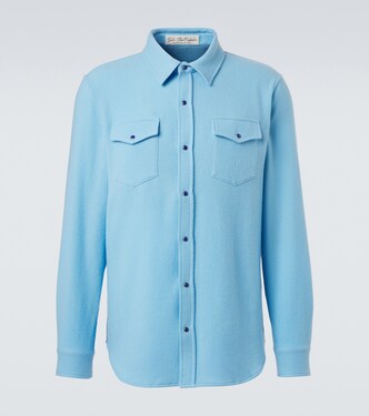 Blue Lagoon cashmere shirt with lapis lazuli | God's True Cashmere