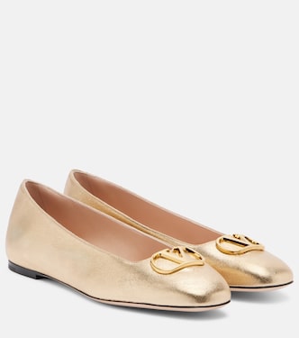 VLogo metallic leather ballet flats | Valentino Garavani