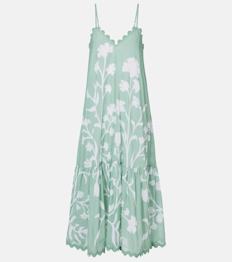 Floral scalloped cotton midi dress | Juliet Dunn