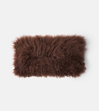 Shearling and linen cushion | Maison de Vacances