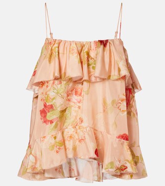 Roselight floral ruffled silk camisole | Zimmermann