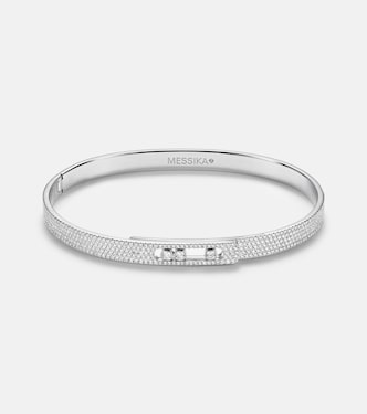 Move Noa 18kt white gold bangle with diamonds | Messika