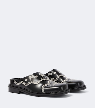 Embroidered floral leather mules | Simone Rocha