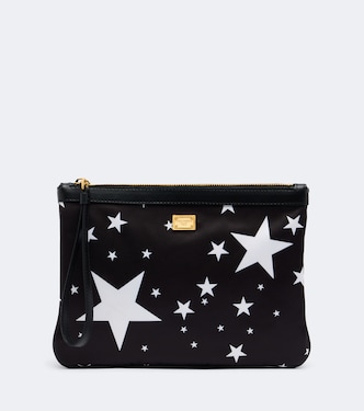Printed leather-trimmed satin pouch | Dolce&Gabbana