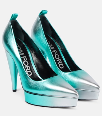 Metallic leather platform pumps | Tom Ford