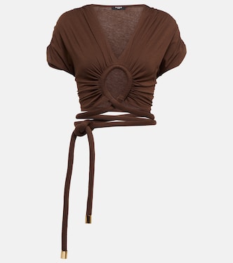 Draped cutout jersey tie top | Balmain