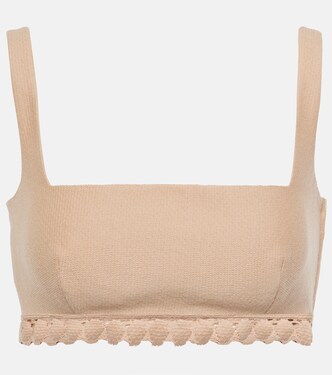 Scalloped cotton-blend bra top | Valentino