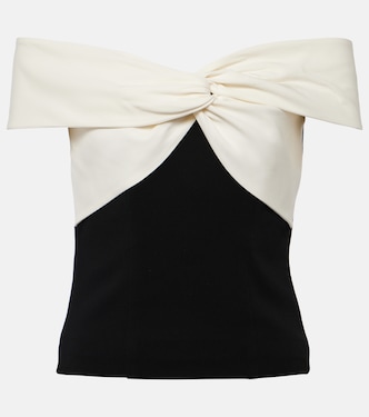 Colorblocked gathered cady top | Roland Mouret