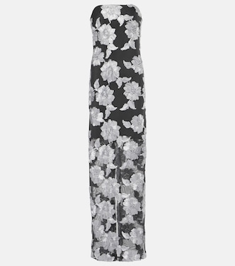 Floral strapless mesh maxi dress | Rotate