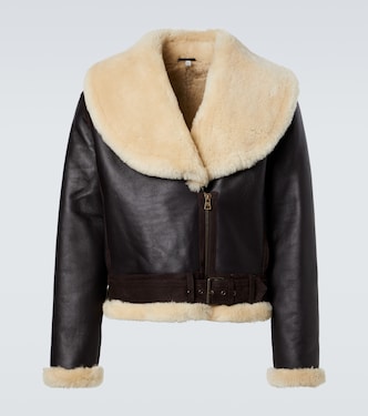 Shearling-trimmed leather jacket | JW Anderson