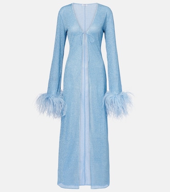 Lumière Plumage feather-trimmed robe | Oséree