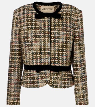Velvet-trimmed lamé tweed jacket | Valentino