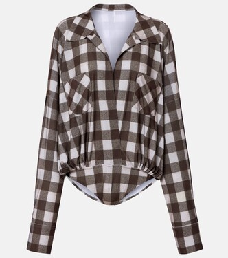 Checked oversized bodysuit | Norma Kamali
